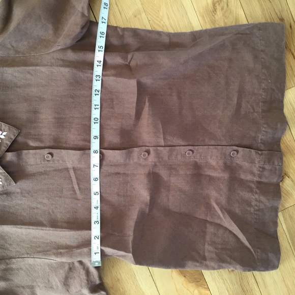 Eileen Fisher 100% Linen Embroidered Brown Top - Picture 7 of 8